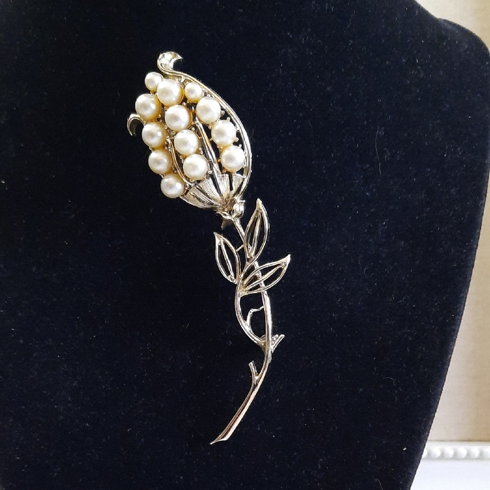 Coro Silver and Pearl Brooch